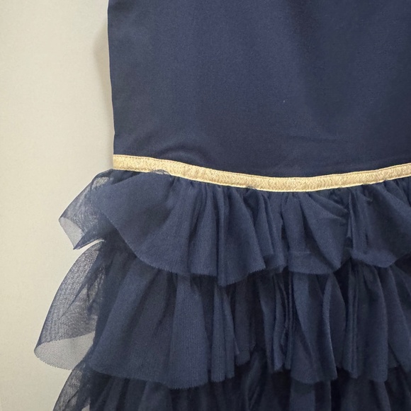 JANIE AND JACK GIRLS NAVY TIERED RUFFLE TULLE DRESS SIZE 12 - Picture 2 of 4